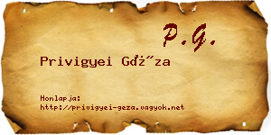 Privigyei Géza névjegykártya